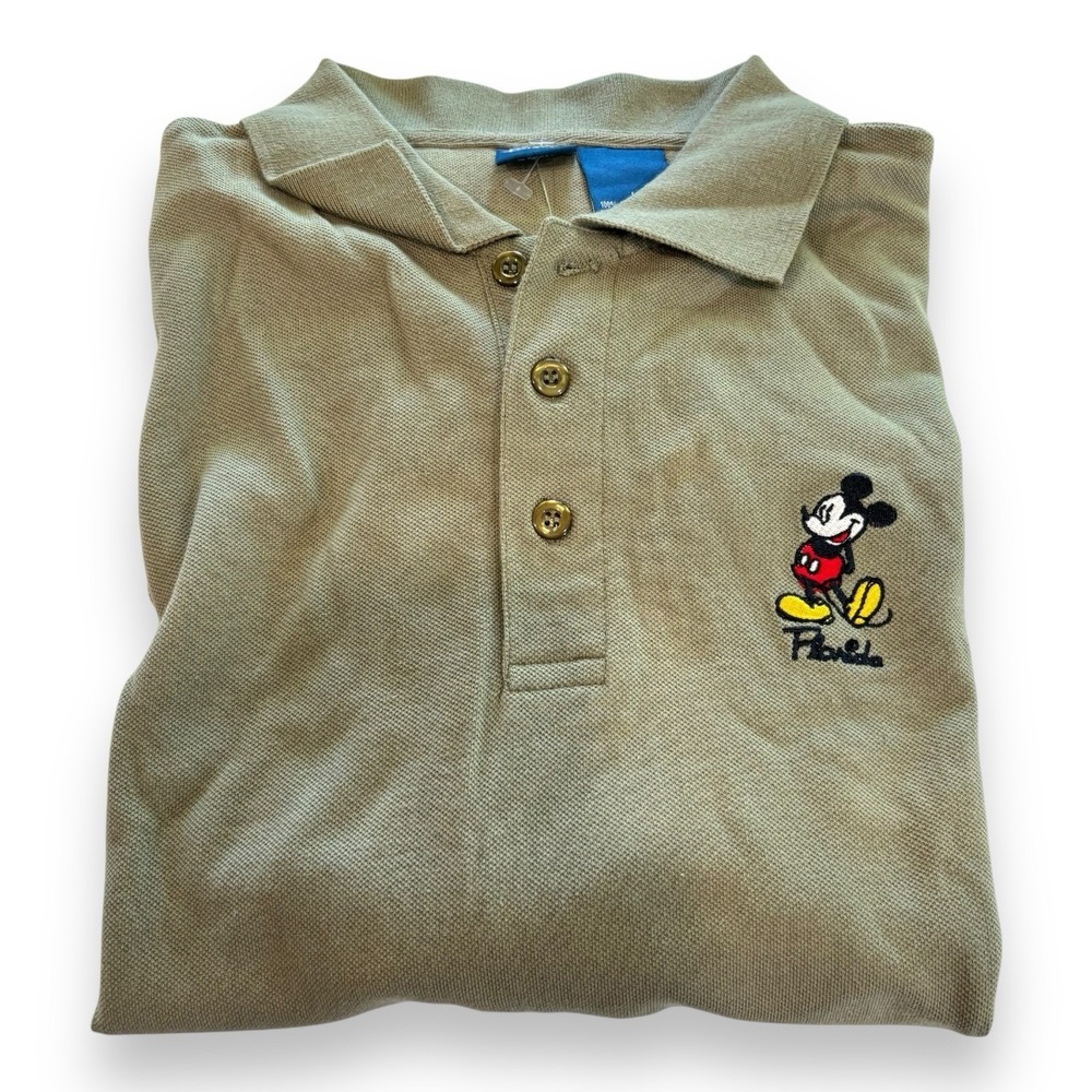 Vintage Walt Disney World Mickey Mouse Sage Golf Polo Shirt L Large Park‎